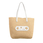 Michael Kors Women's Eliza XL Straw Tote Bag Natural Optic White